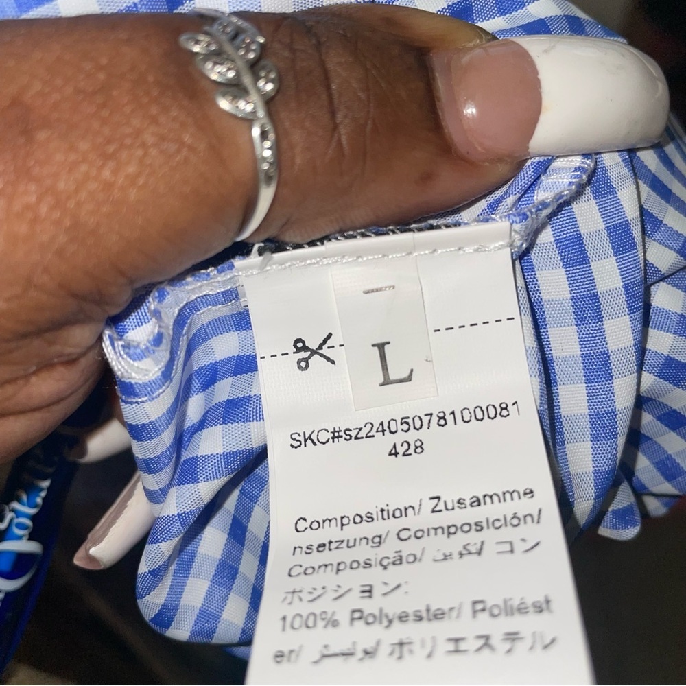 Blue Gingham Button-Down Dress - image 3